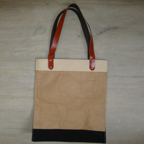 JUTE COTTON BAG WITH REXIN HANDLE
