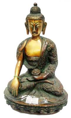 Brass Buddha In Double Color, Size : 7.5 Inch
