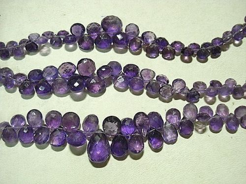 Purple Aart-in-stones Polished Amethyst Faceted Gemstone Briolettes