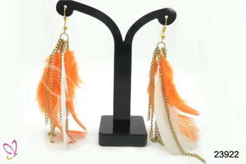 Alloy Metal Feather Fashion Earring (23922), Color : White