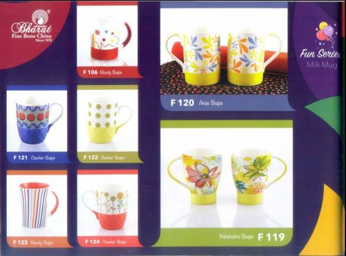 Round Ceramic Polished Fun Series Milk Mug, Feature : Attractive Pattern, Fine Finished, Shiny Look