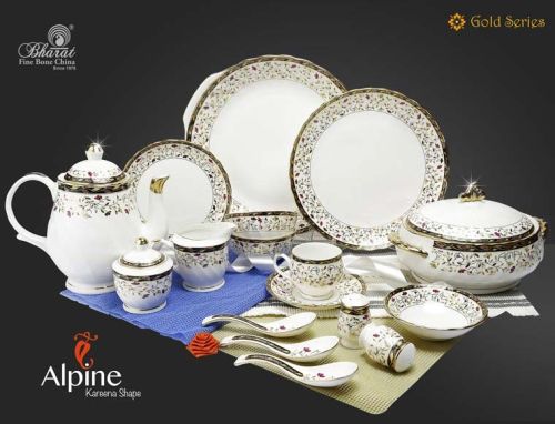Ceramic Gold Series Dinner Set, For Home Use, Hotels, Restaurant, Feature : Durable, Dust Proof, Heat Resistant