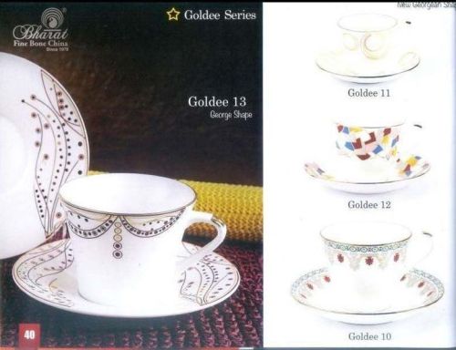 Goldee Series Cup & Saucer Set, For Coffee, Tea, Pattern : Printed