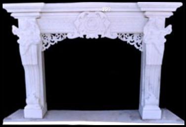 White Stone Fireplace for Indoor Heating Decoration