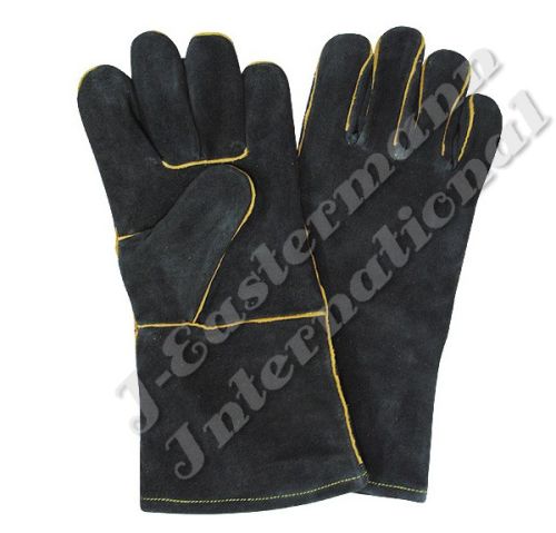 Kevlar Stitched Black Leather Welding Gloves Lined JEI 1128N
