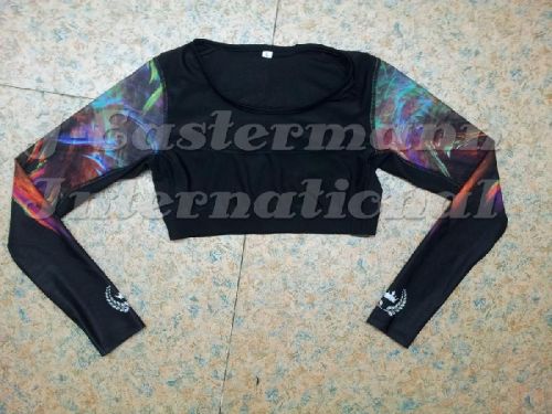 Ladies Sports Bra With Printed Sleeves JEI-9138-BL