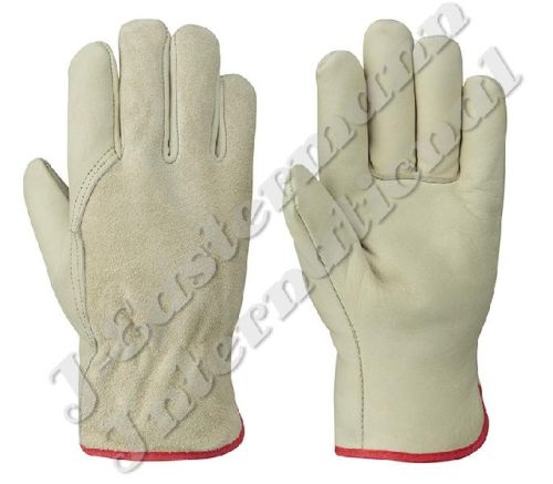 Leather Driving Gloves With Red Fleece Lining JEI 02533B