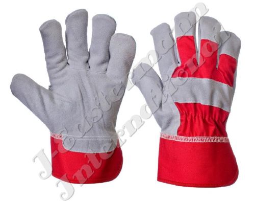 Premium Grain Leather Work Gloves Red Rubberized Cuff JEI 1116.03NR