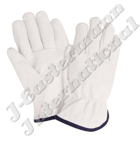 White Leather Driving Gloves Fleece Lined JEI 02532W