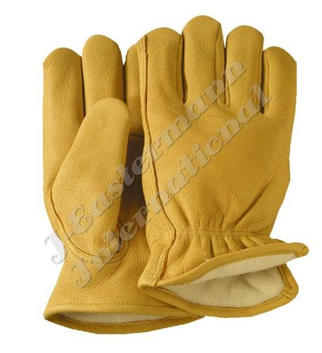 Yellow Leather Driving Gloves Fleece Lined JEI 02534 3Y
