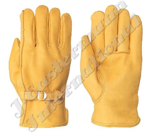 Yellow Leather Driving Gloves Fleece Lined JEI 02534 2Y