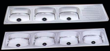 Three Bowl Drain Kitchen Sink