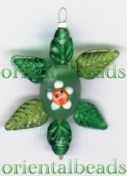 Plain Green Leaf Floral Glass Pendant, Color : White, Red