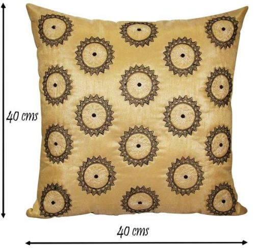 Golden Square Embroidered Cushion Covers 40x40 Inches