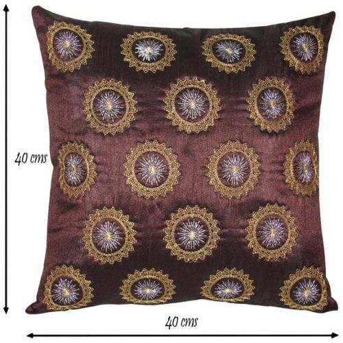 Zikrak Exim Polyster Embroidered Cushion Covers, For Bedroom/SOFA/OFFICE, Size : 40 X 40 CM