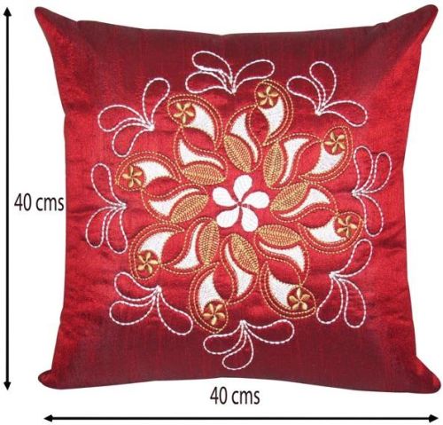 Zikrak Exim Polyster Embroidery Cushion Covers, For Bedroom/SOFA/OFFICE, Size : 40 X 40 CM