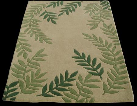 Printed Leaf Design Hand Tufted Wool Carpet