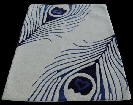 Synthetic Fibers Elegant Peacock Feather Design Area Rug