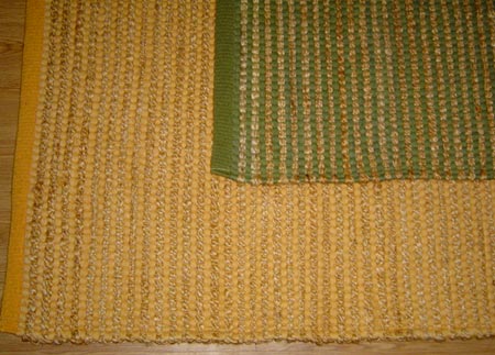 Plain Green and Beige Jute Rugs, Shape : Rectangular