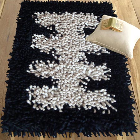 Wool Felt Pebble Art Rug, Color : Ivory, Beige, Black