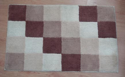 Cotton Checked Bathroom Mat, Shape : Rectangular