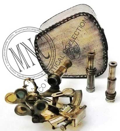 Antique Brass Sextant With Leather Case