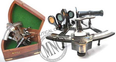 Brass Sextant With Wooden Box