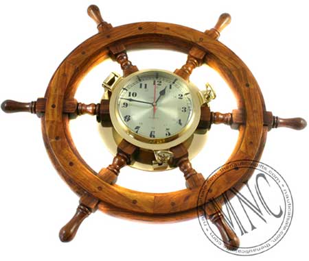 Ship Wheel Wooden Clock