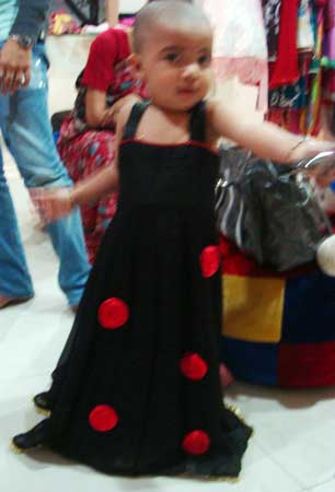 Girls Black & Red Chiffon Gown