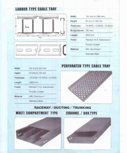 G.I / HOT DIP / POWDER COATING Cable Tray, Width : 50 MM TO 1000 MM
