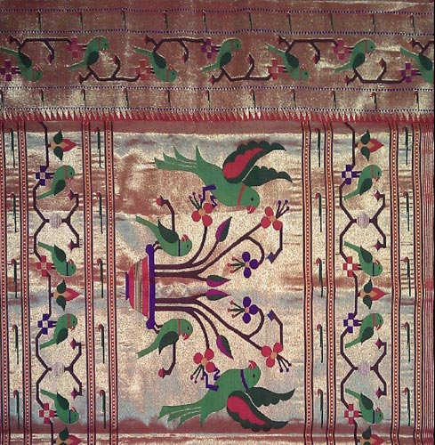 Brocade Paithani Parrot Border