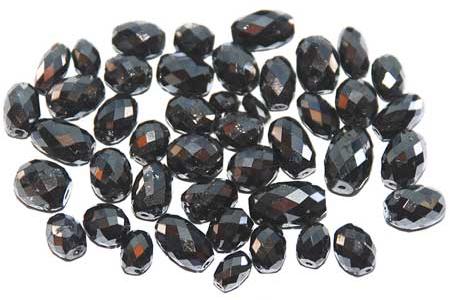 Natural Sparkling Black Drum Cut Loose Diamond Beads