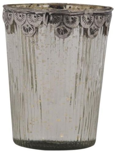 GLASS Votive Holder, For DECORATION, Color : ANTIQUE SILVER