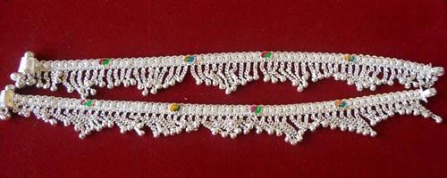 Silver anklets, Color : Silver
