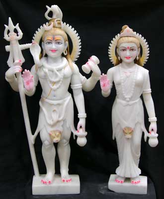 MSPS-05 Marble Shiva Parvati Statues
