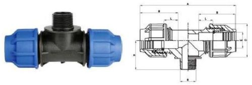 Compression Tee With Male Threaded Branch Offtake