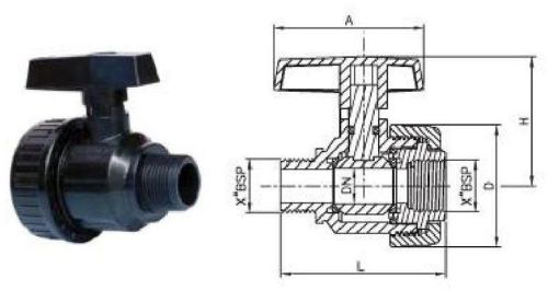 Plain UPVC Male Ball Valve, Size : 2inch, 3/4inch