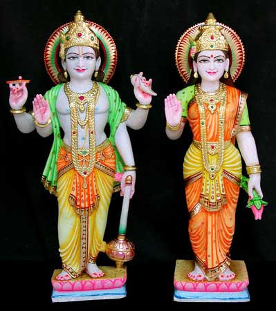 Marble Vishnu Laxmi Statue