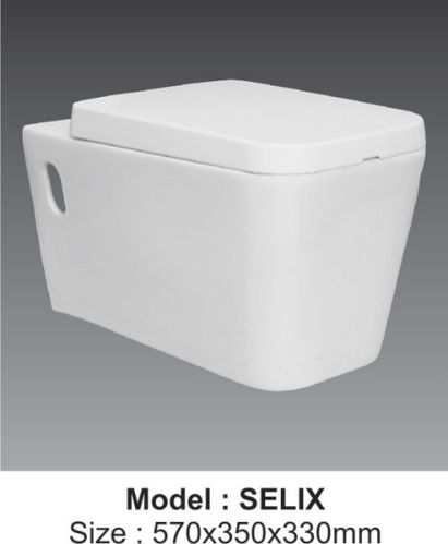 Oceno Rectangular Non Polished Ceramic Wall Hung Toilet, For Plain, Printed, Style : Modern