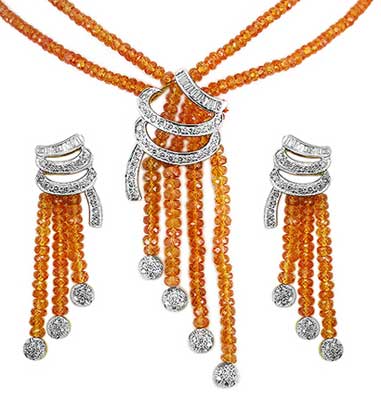 Sapphire Diamond Pendant Set