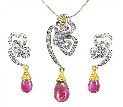 Tourmaline Diamond Pendant Set