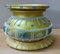 Handmade Decorative Kalash, Color : Multicolor