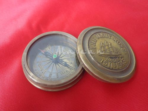 Coated Marry Rose Brass Compass, For Promotional Work, Gift Item, Direction Tracking, Ship, Display Type : Analog