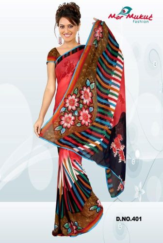 Printed Sarees, Length : 6.3 Meter