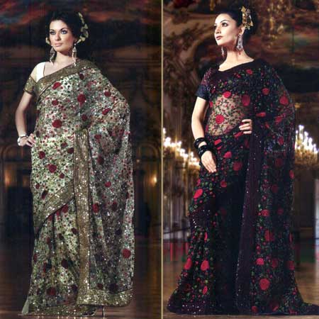 Designer sarees, Border Type : Lace Border