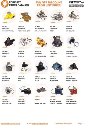 Tcm,Toyota,Komatsu,Mitsubishi,Nissan,Heli,Hc Forklift Water Pump