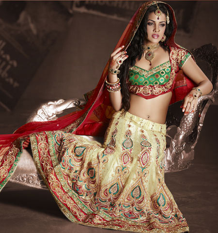 Cream Net Lehenga Choli With Dupatta