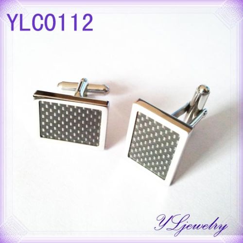 Stainless Steel Black Carbon Fiber Cufflinks