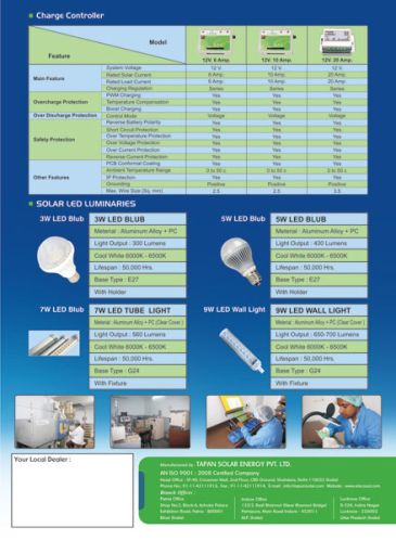 Solar Charge Controller, Solar LED Luminaries
