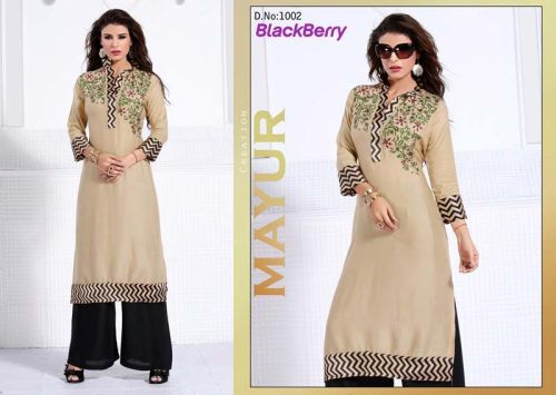 Plain Cotton Ladies Kurtis, Technics : Embroidery Work